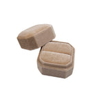 Cream Velvet Single Ring Box with Lid