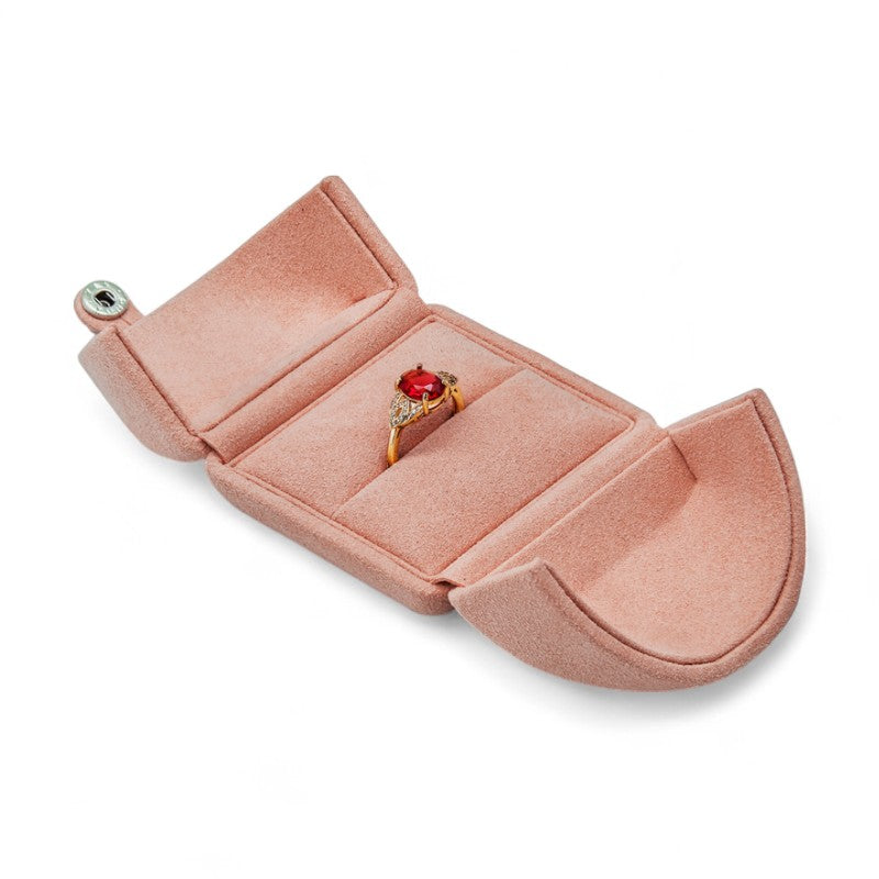 Suede Double Door Single Ring Box