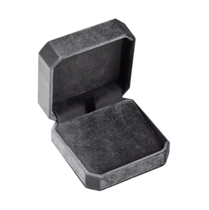 Cut Corner Square Hinged Velvet Necklace Box