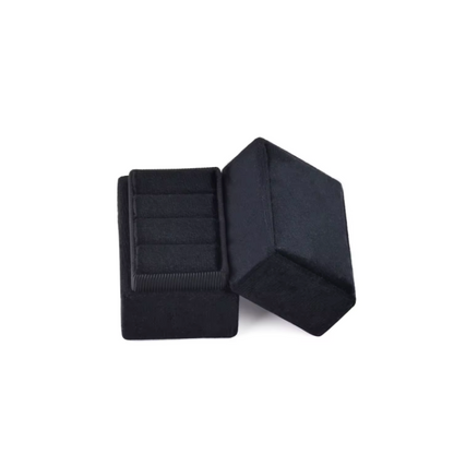 Rectangular Velvet Triple Ring Box