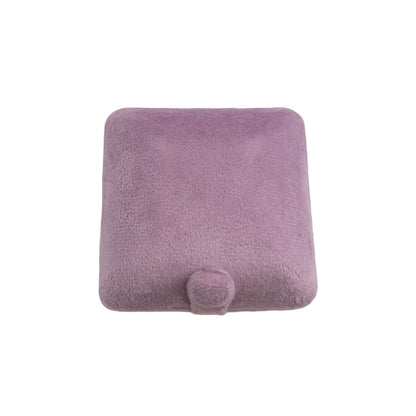 Lilac Purple Velvet Button Single Ring Box