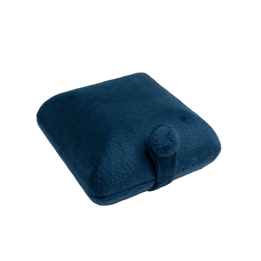 Dark Blue Velvet Button Single Ring Box