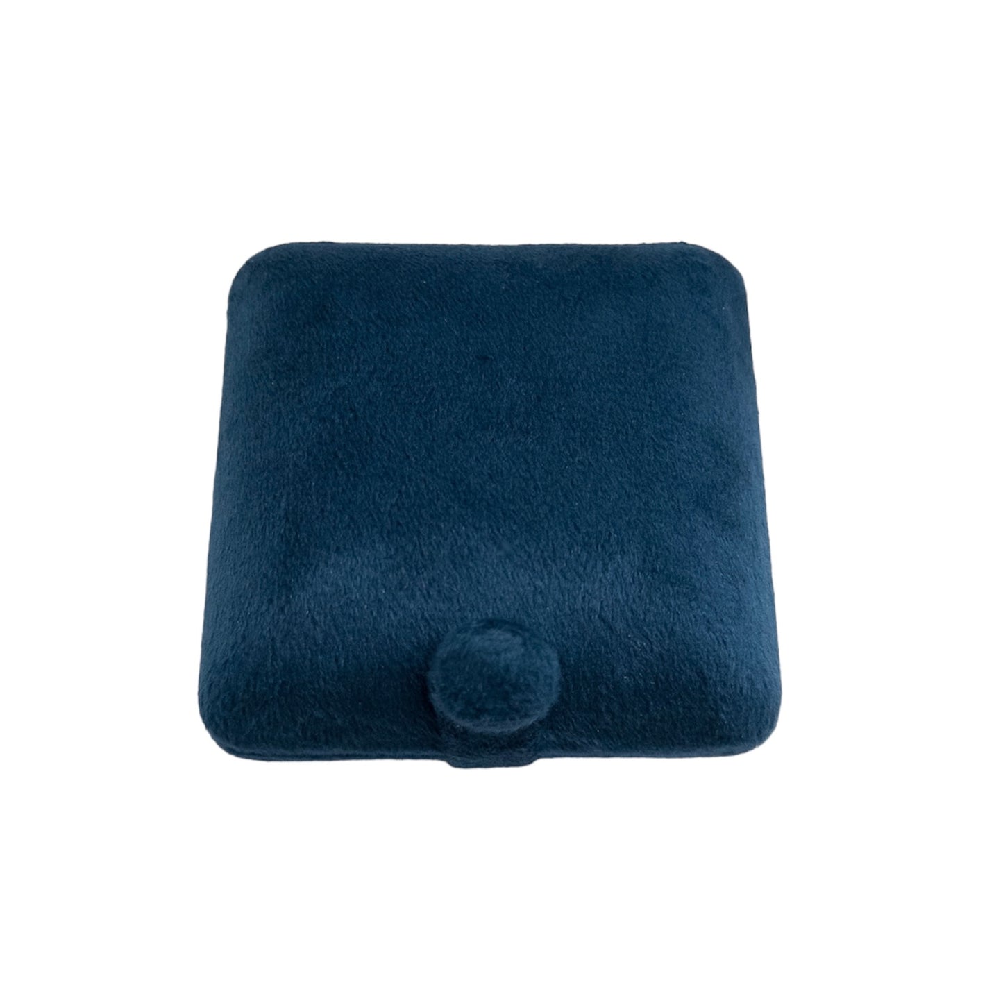 Dark Blue Velvet Button Single Ring Box