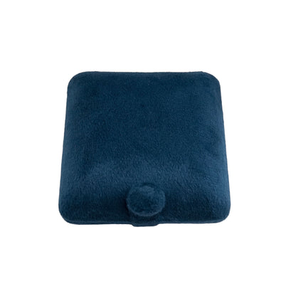 Dark Blue Velvet Button Single Ring Box