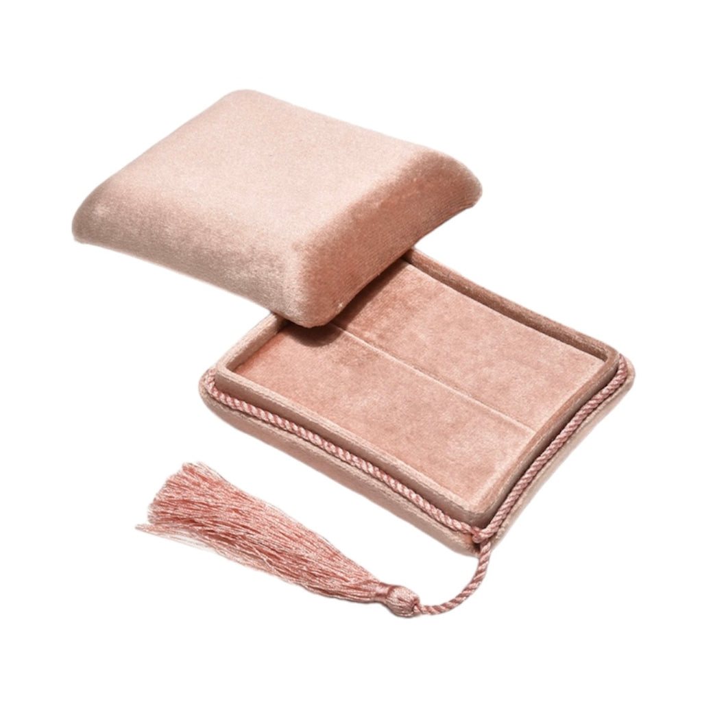 Peach Velvet Ring Box with Tassel