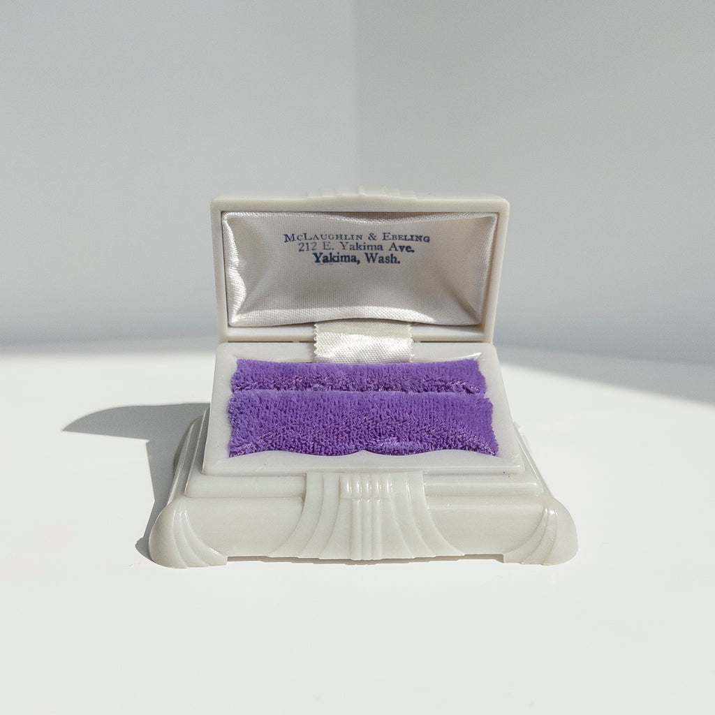 Vintage Grey and Purple Celluloid Ring Box