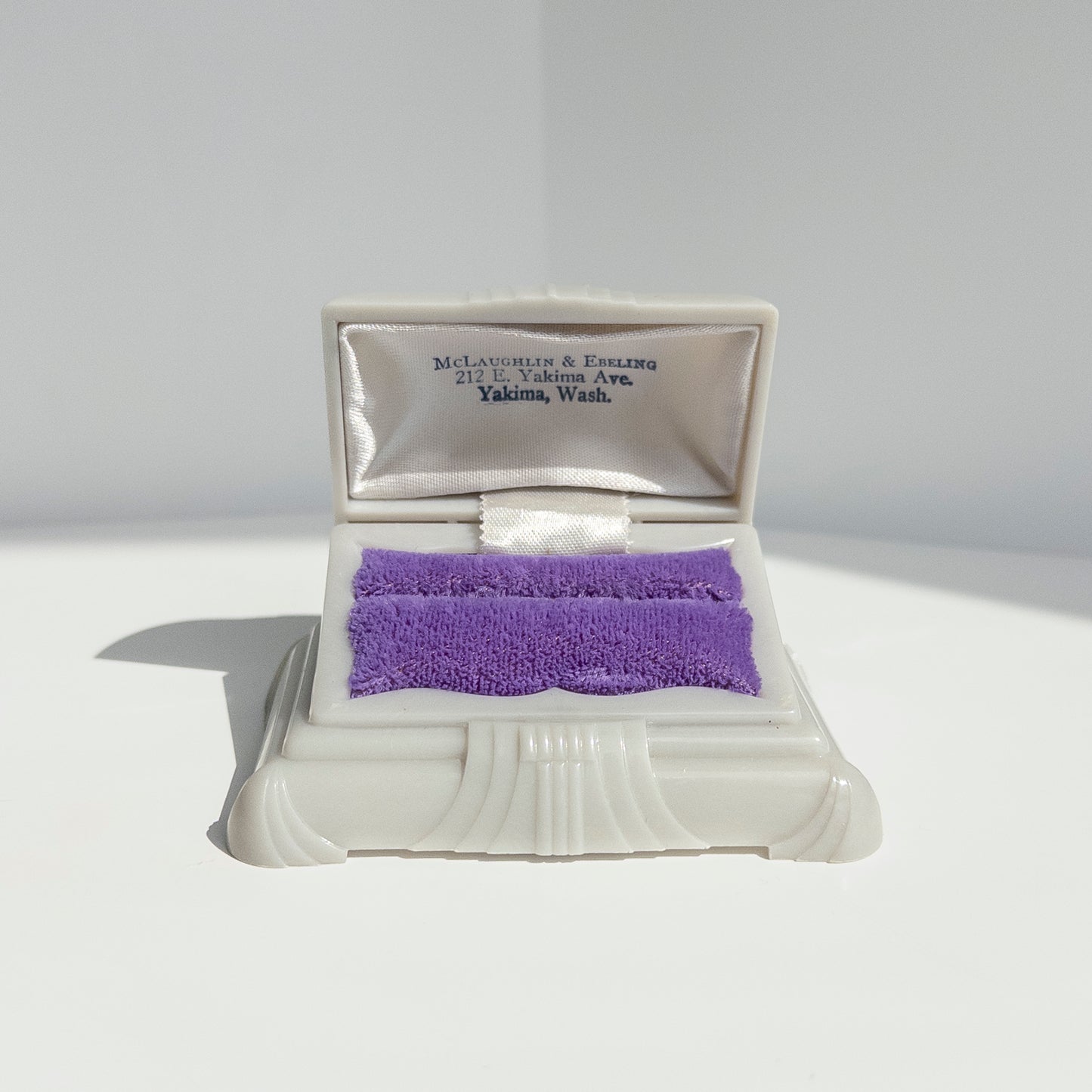 Vintage Grey and Purple Celluloid Ring Box