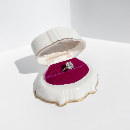 Vintage White and Gold Celluloid Ring Box