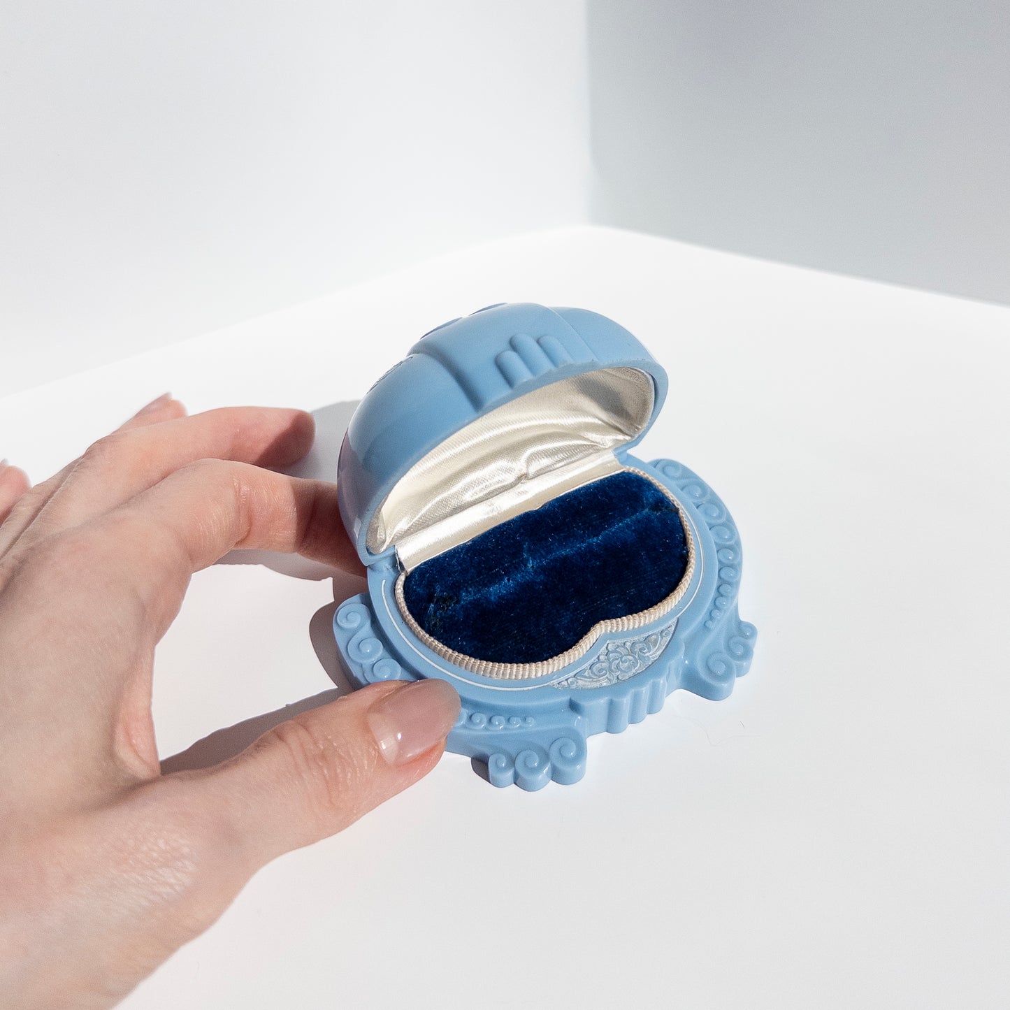 Vintage Blue Celluloid Ring Box