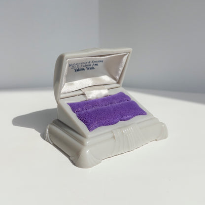 Vintage Grey and Purple Celluloid Ring Box
