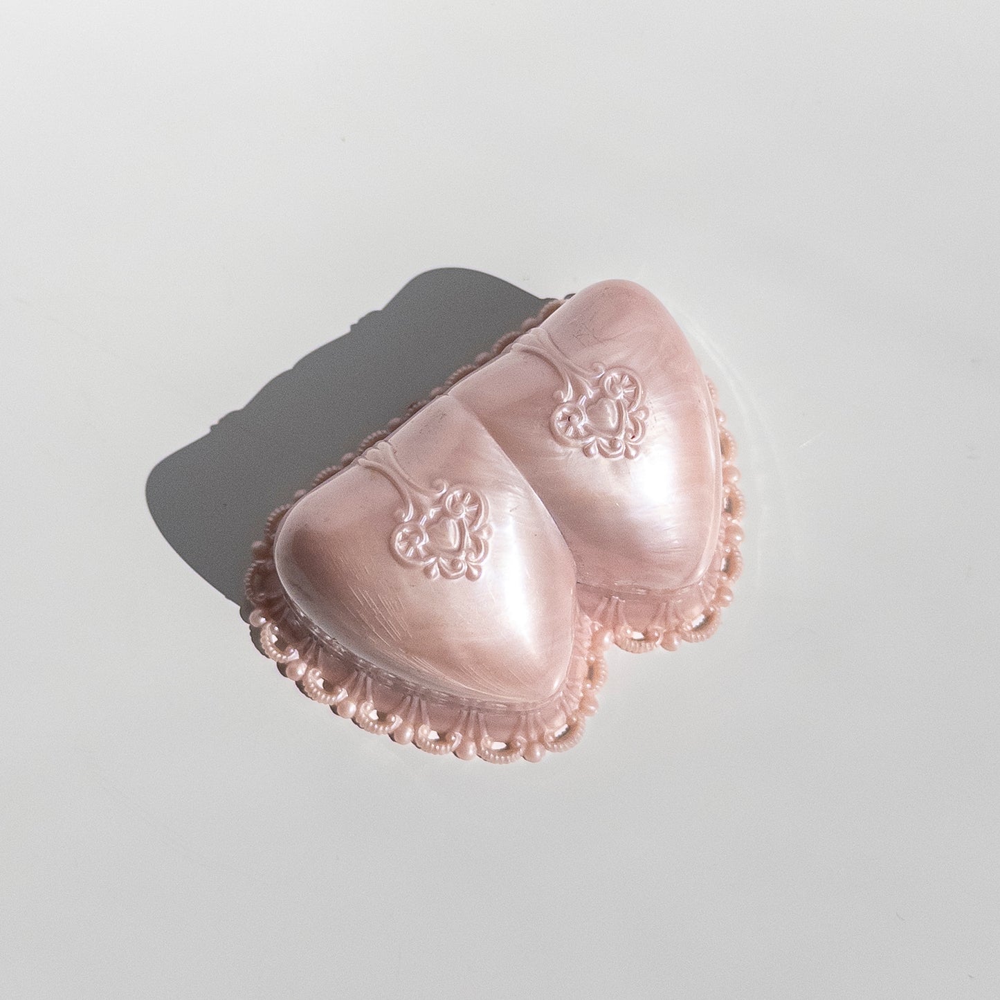 Vintage Pink Hearts Celluloid Ring Box