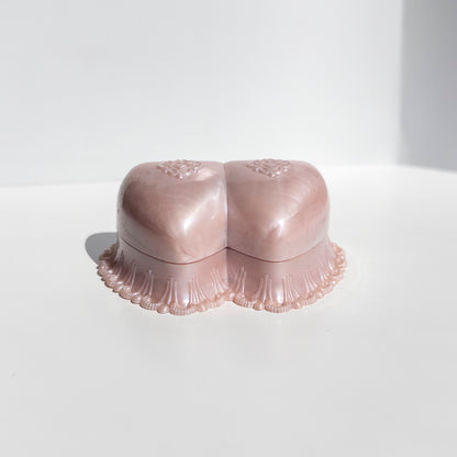Vintage Pink Hearts Celluloid Ring Box