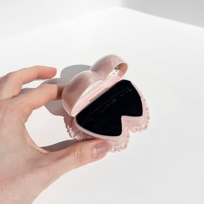 Vintage Pink Hearts Celluloid Ring Box