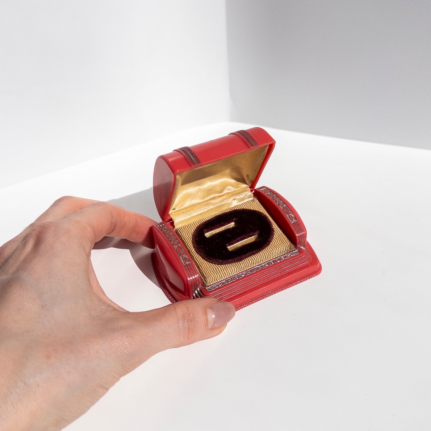 Vintage Celluloid Double Ring Box