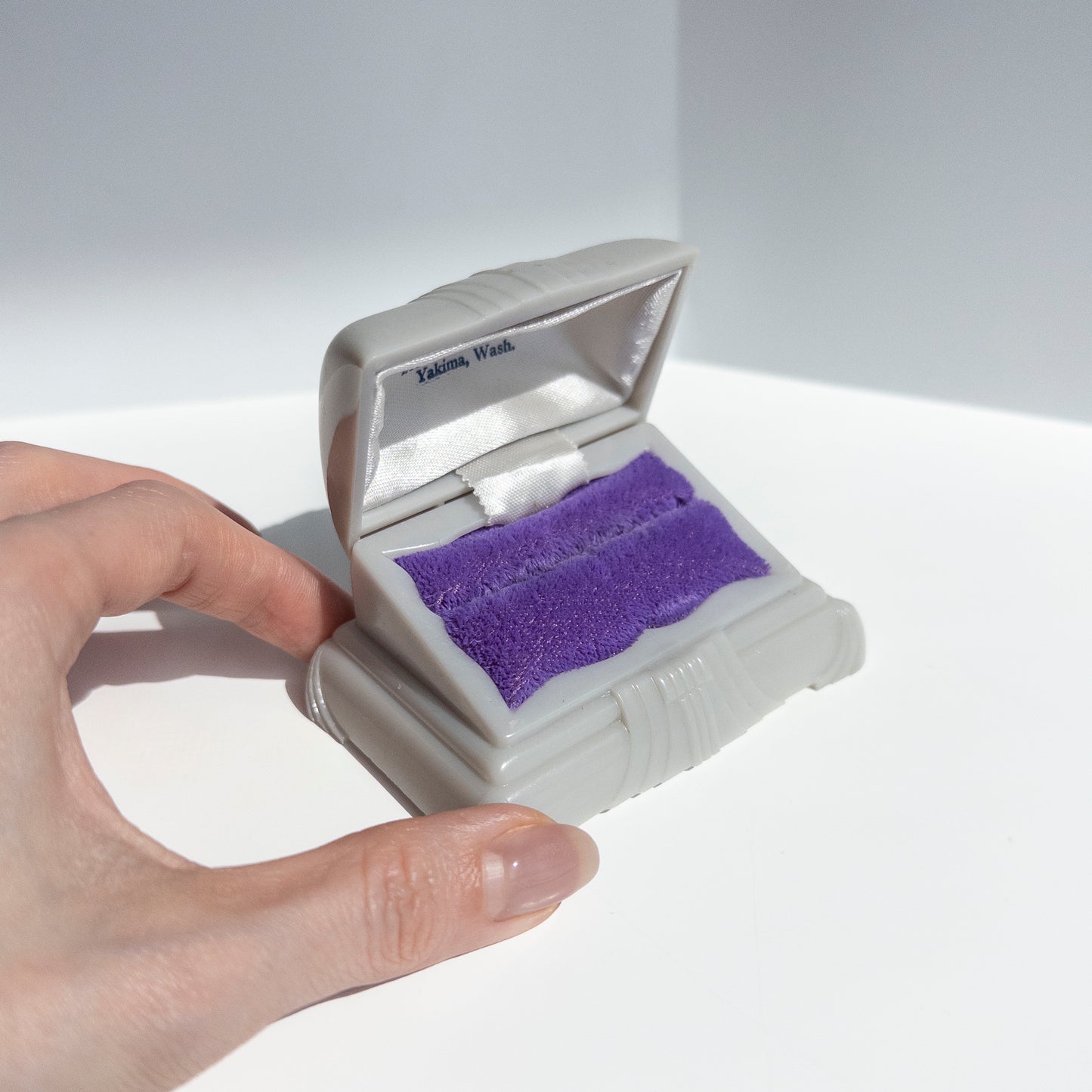 Vintage Grey and Purple Celluloid Ring Box