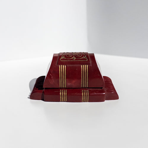 Art Deco Red Celluloid Ring Box