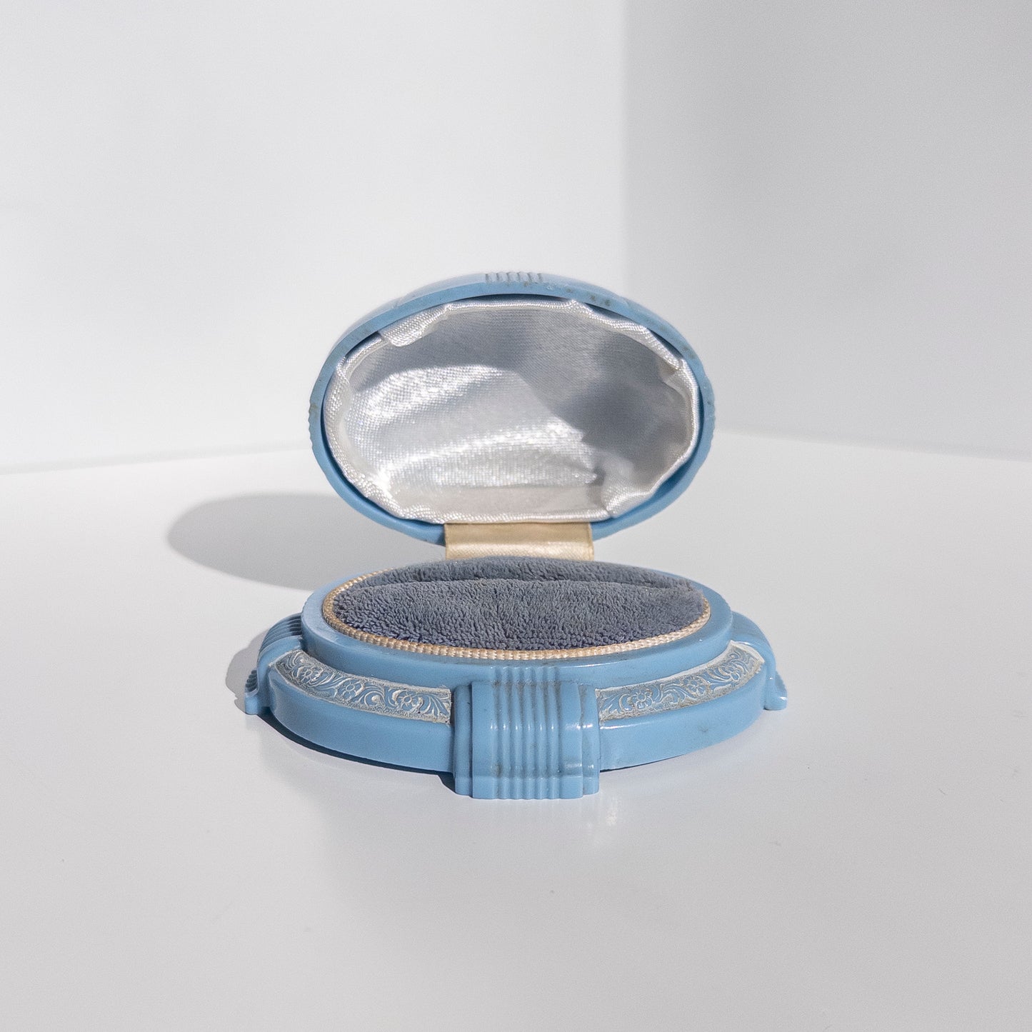 Vintage Blue Celluloid Ring Box