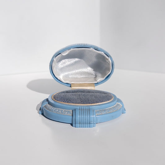 Vintage Blue Celluloid Ring Box