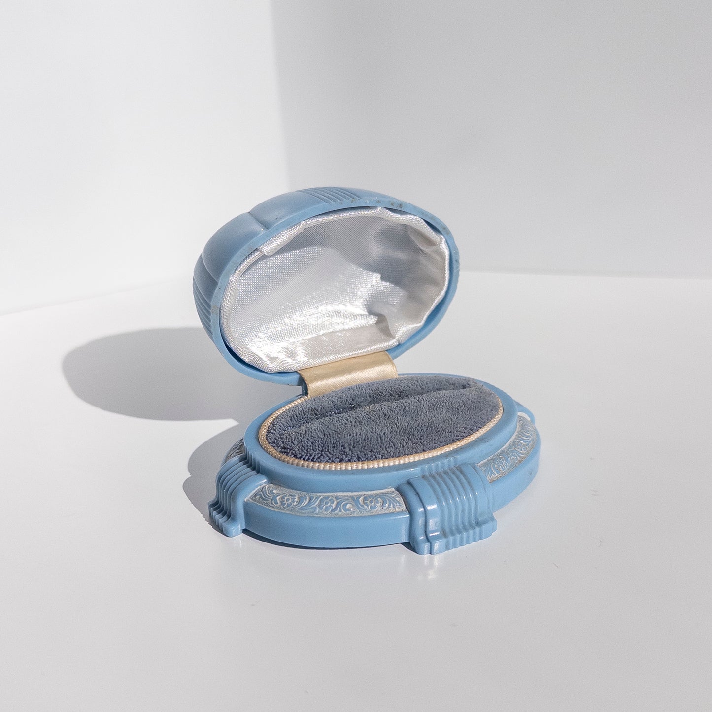 Vintage Blue Celluloid Ring Box