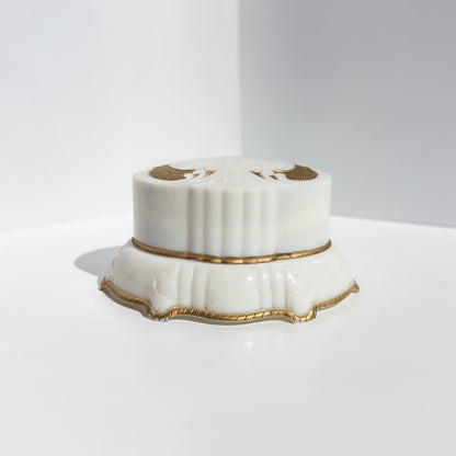 Vintage White and Gold Celluloid Ring Box